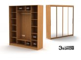 Четырехдверный шкаф с зеркалом 2120/600а эконом
